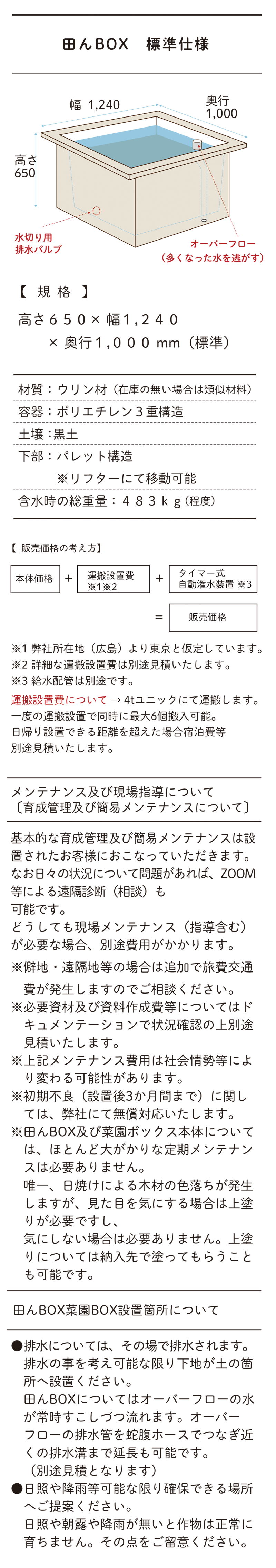 田んBOX　標準仕様